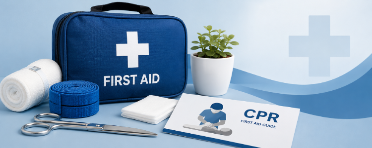 First Aid kit and CPR guide